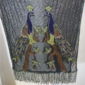 *Beautiful* Beaded Peacock Scarf
